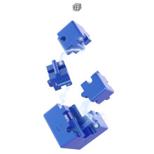 Blue 3D Quadrate Shape Decompression Toy Alloy Educational Puzzle 40x40x40mm