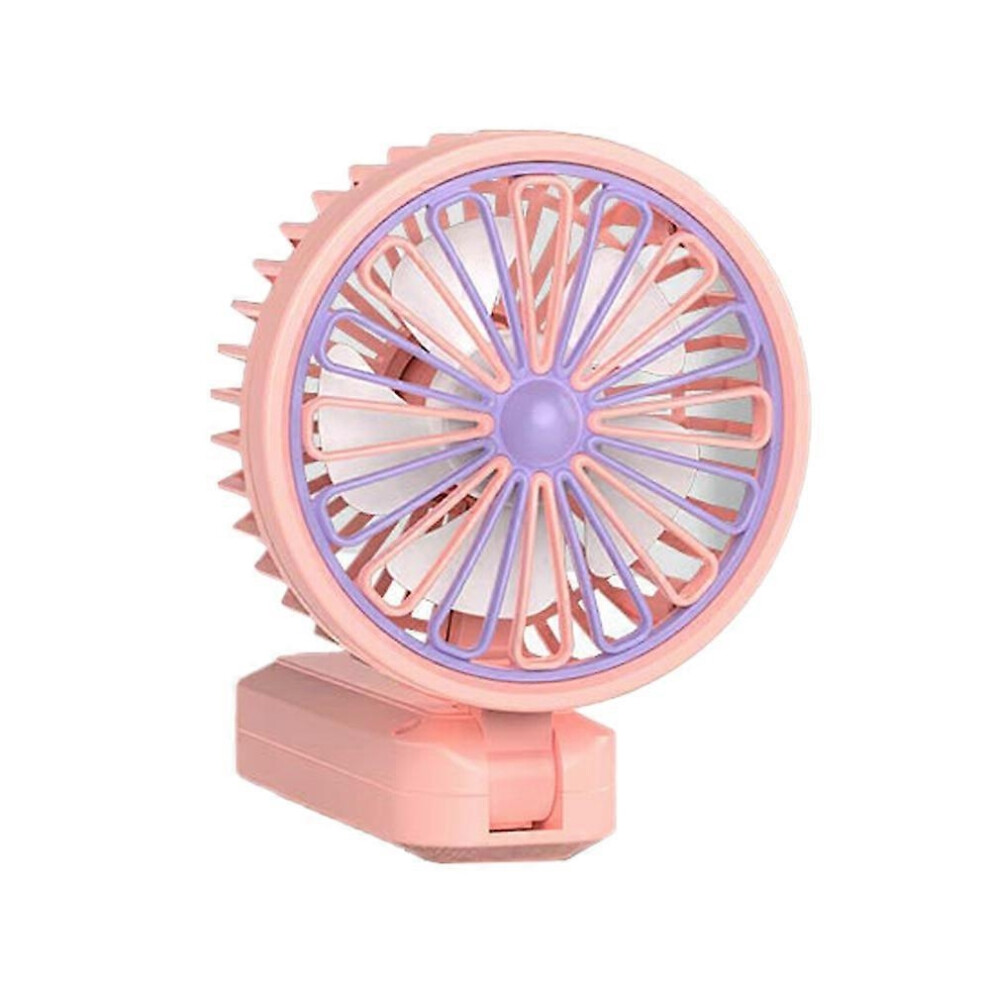 Simple Handheld Outdoor Portable Night Light Small Fan-Desktop Folding Usb Fan-Pink