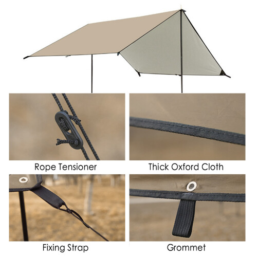 Camping Awning with Poles Waterproof UV Protection 2