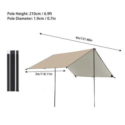 Camping Awning with Poles Waterproof UV Protection 1
