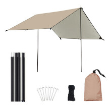 Camping Awning with Poles Waterproof UV Protection