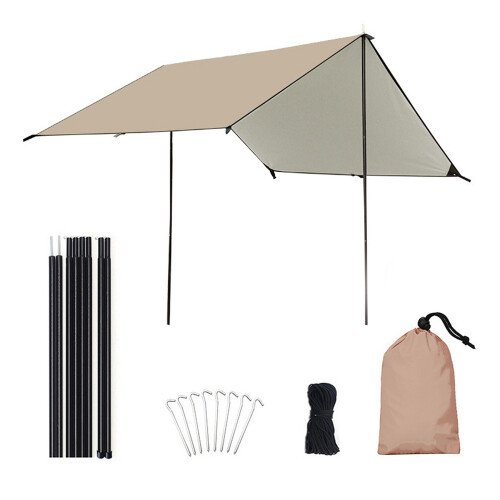 Camping Awning with Poles Waterproof UV Protection