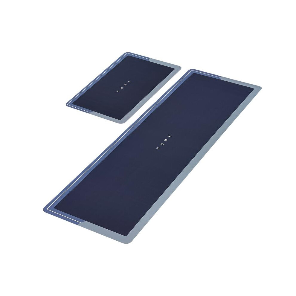 (Blue) Set Of 2 Kitchen Floor Mats, Kitchen Mat Set, Water Absorbent And Quick Drying Kitchen Rugs, Non-Slip Kitchen Carpets, Super Absorbent 5031832409773