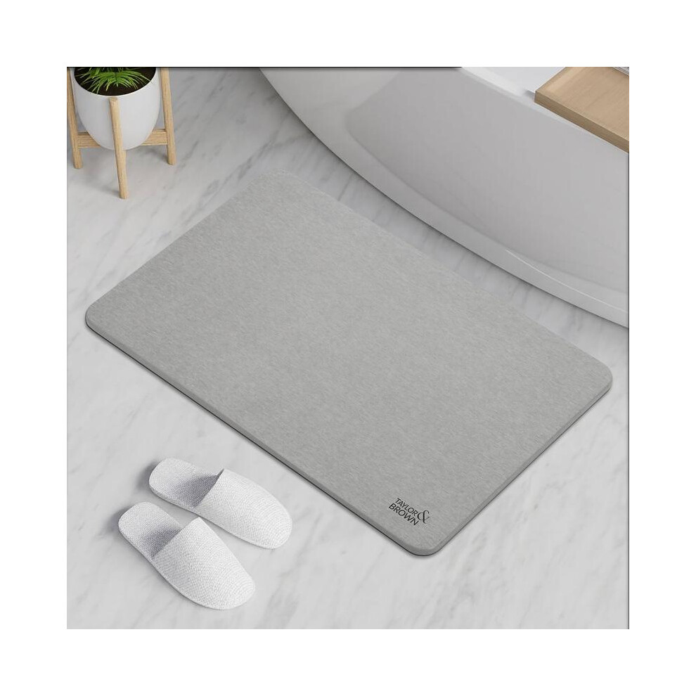 (Plain, Light Grey) Stone Bath Mat Diatomaceous Earth Bathroom Shower Wudu Floor Mat Non-Slip Super Absorbent Quick Dry Floor Kitchen Anti Mould Antib 5031832409674