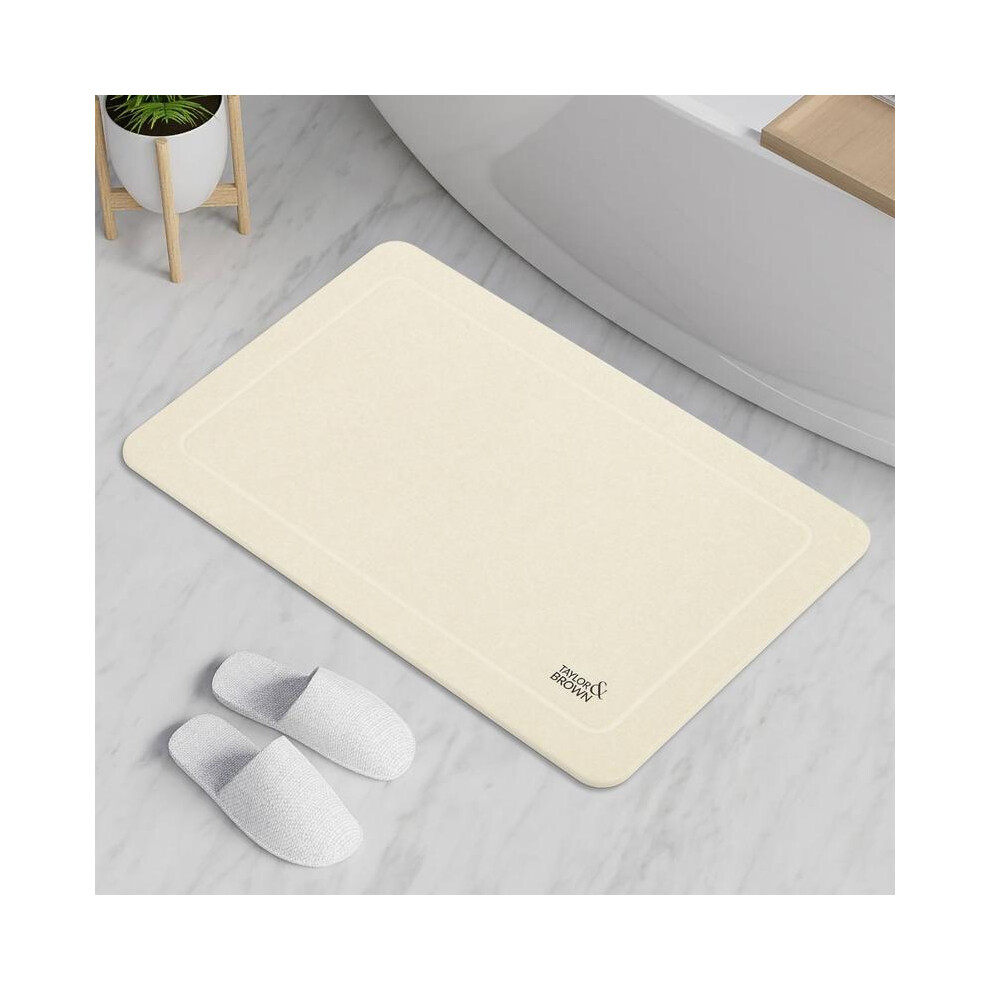 (Border, Sandstone) Stone Bath Mat Diatomaceous Earth Bathroom Shower Wudu Floor Mat Non-Slip Super Absorbent Quick Dry Floor Kitchen Anti Mould Antib 5031832409636
