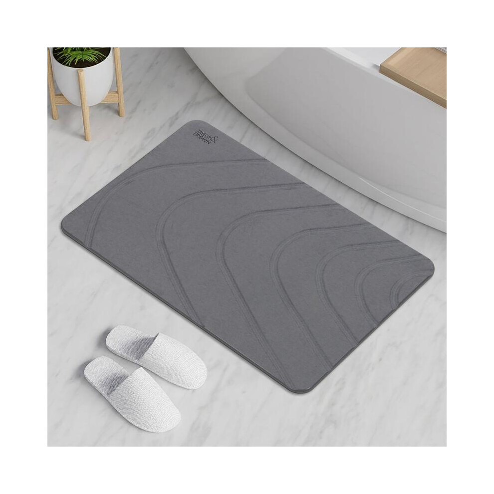 (River, Dark Grey) Stone Bath Mat Diatomaceous Earth Bathroom Shower Wudu Floor Mat Non-Slip Super Absorbent Quick Dry Floor Kitchen Anti Mould Antiba 5031832409681