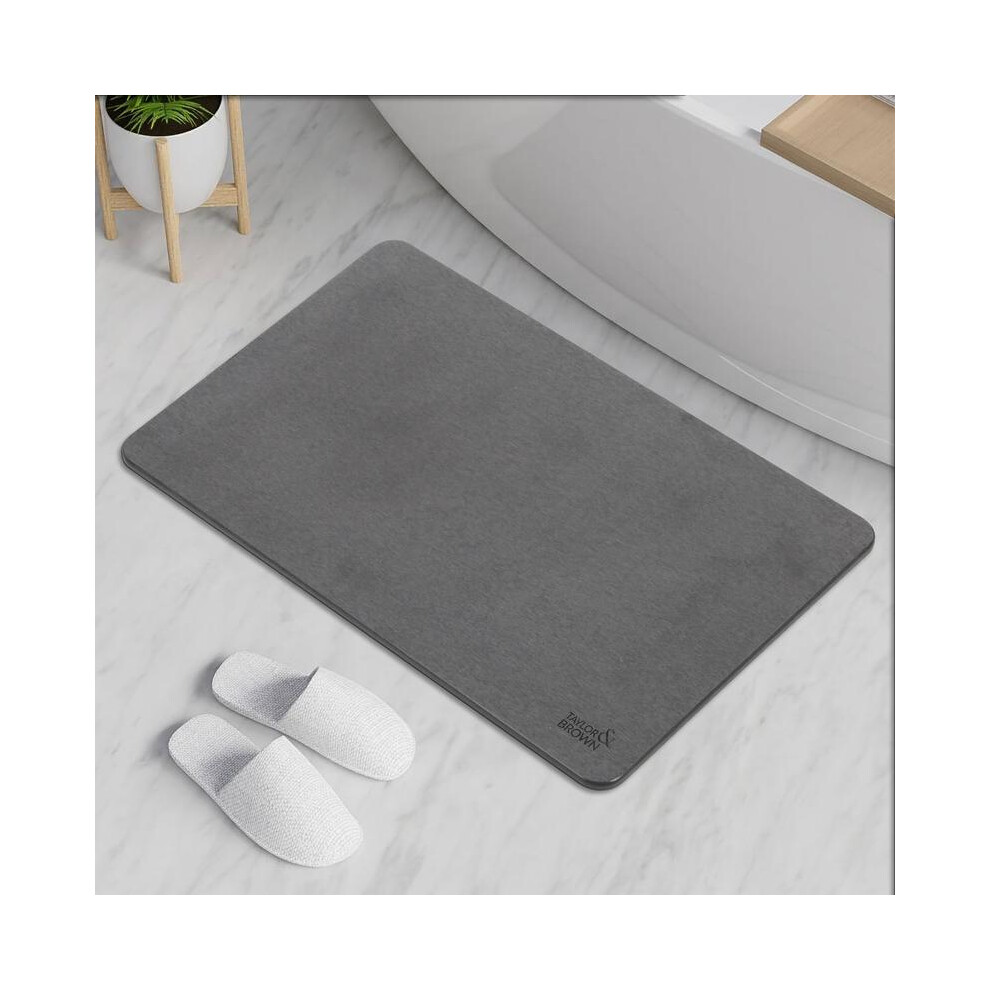 (Plain, Dark Grey) Stone Bath Mat Diatomaceous Earth Bathroom Shower Wudu Floor Mat Non-Slip Super Absorbent Quick Dry Floor Kitchen Anti Mould Antiba 5031832409667