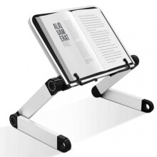 Book Stand Adjustable Laptop Stand with Page Paper Clips Multi Heights Angles Cooking Bookstand for Textbook Recipe Magazine