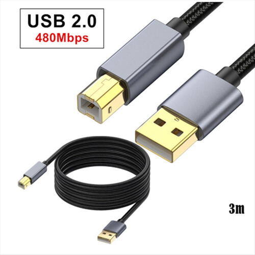 Cable de impresora USB de 3 metros, cable de escáner USB 2.0 tipo A macho a B macho 1