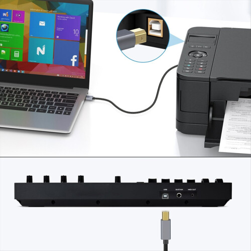 Cable de impresora USB de 3 metros, cable de escáner USB 2.0 tipo A macho a B macho 2
