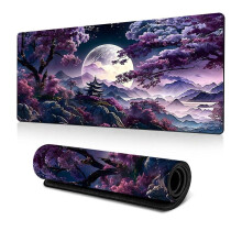 (Purple, 11.81*31.5inch) Soft Mouse Pad, Computer Mouse Non-slip Desk Pad, Big Desk Mat with Thick Stitched Edges Suitable for Home Office Or Gaming