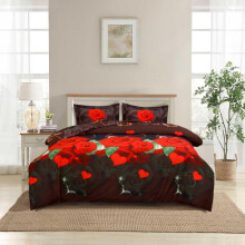 (Alex Red, King 4Pc) [Summer Sale] Luxury Printed 3D Complete Duvet Set with Fitted Sheet and Pillowcases - Soft Brushed Microfiber Marble Duvet Cover Set -  Pri