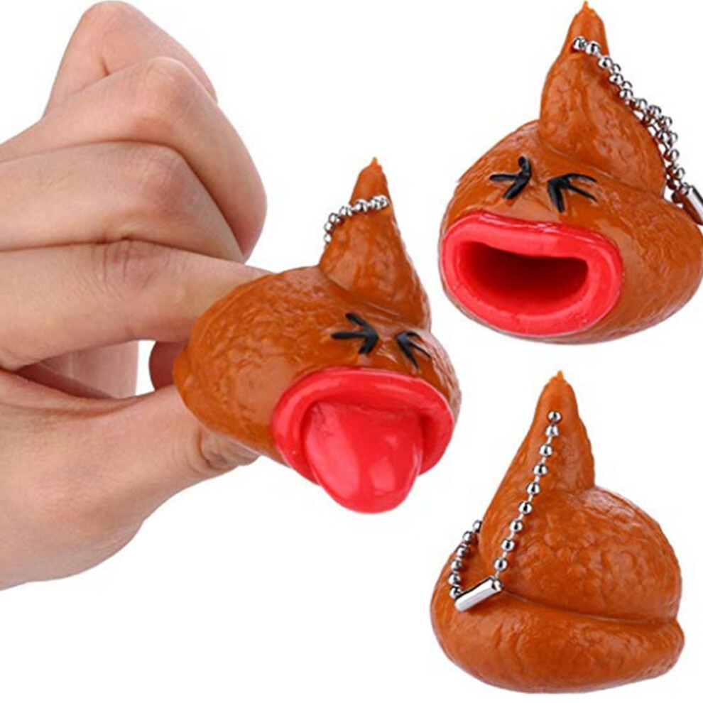 2Pcs Novelty Poo Toys Keychain Out Tongues Fun 8320539180410