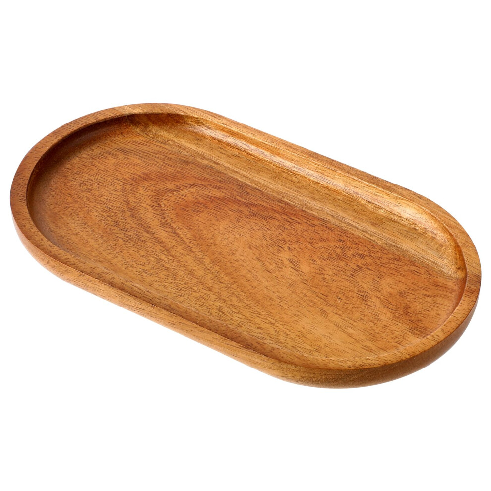 Small Acacia Wooden Serving Tray, Oval Natural Wood Charcuterie Board, 7.48x4.13 Inch Snack and Appetizer Tray for Parties-image-OPC-PKFSMYB-NEW
