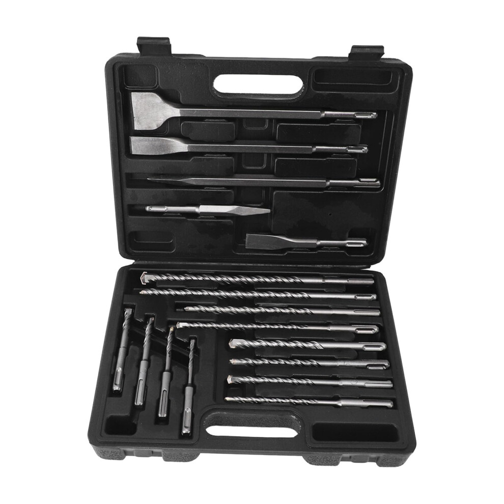 17Pcs Hammer Drill Chisel Bit Set For Concrete And Tile, 40Cr Alloy Steel, Compatible With Electric Hammer, Durable Storage Box 9016109835345