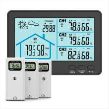 Stație meteo wireless cu ecran LCD și senzor de temperatură și umiditate, neagră
