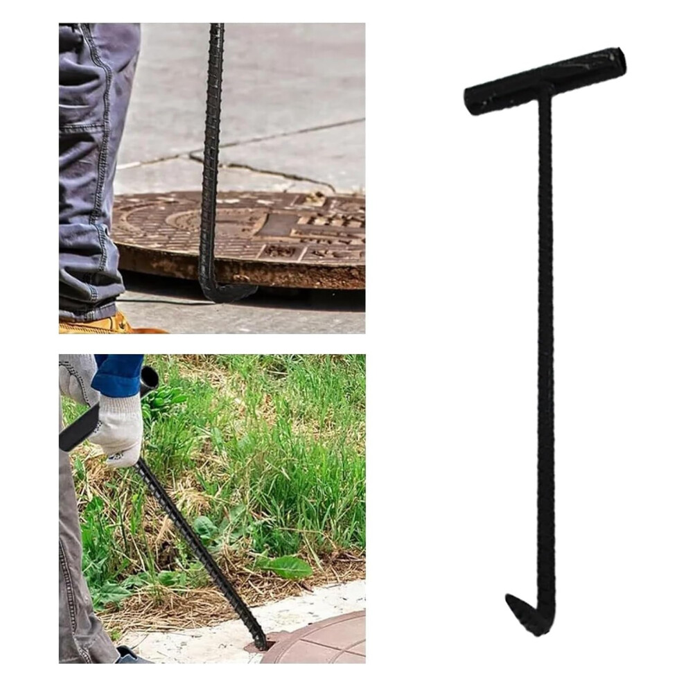 Manhole Cover Hook, T Style Lifting Tool, Durable Threaded Manhole Cover Lifter, 44X13.5cm Roll Shutter Door Pull Hook 9016109835598