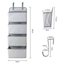 Wardrobe Storage Organizer Hanging Storage Over The Door Storage Organizer  Foldable (Blue dot)  4 Pockets Door Hanging Closet Storage with 2 Hooks
