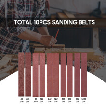 Premium 30x380mm Sanding Belts 10Pcs Grits for Home Belt Sanders