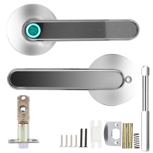 APP Controlled Bluetooth Smart Door Lock with Biometric & Password Chrome Lever 2