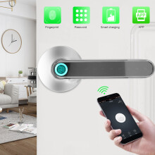 APP Controlled Bluetooth Smart Door Lock with Biometric & Password Chrome Lever