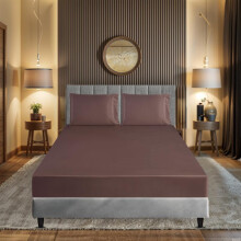 (Blush, Single) 3Pcs Silky Satin Fitted Sheet Set 40cm Deep Mattress Cover Double & Pillowcase