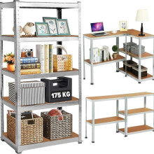 (5) Velino Heavy Duty 5 Tier Shelving Shelves Racking Unit for Shed Garage Kitchen | Storage Shelves Shelf Units Metal Rack Steel Warehouse Work