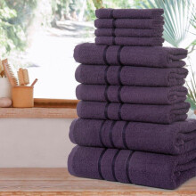 (Aubergine) 10 Piece Bathroom Towel Bale Set 100% Combed Cotton Premium Luxury Gift Set