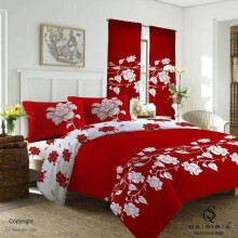 (RCHMND-RED, DOUBLE) 4Piece Luxury Marble Effect, & Grandline Print Duvet Cover Set with Fitted Sheet and Pillowcases white durable bedding floral beige soft