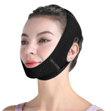 (Black) Reusable V Line Mask Facial Slimming Strap Double Chin Reducer
