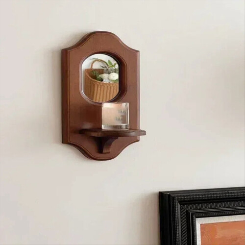 Wall Mirror with Shelf Aromatherapy Candlestick Holder Hanging Decor 1
