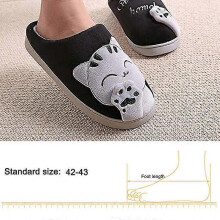 Cartoon Lucky Cat Slippers Winter Home Cotton Slippers Thick-soled Non-slip Warm Slippers Suitable for House Shoes 42-43