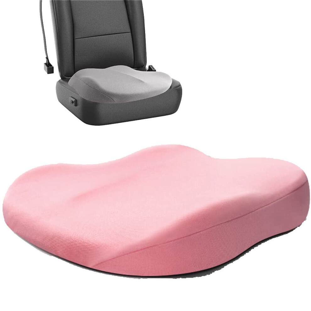 Non Slip Car Seat Cushion For Adults, Memory Foam Booster Wedge For Car, Truck, Office Chair, Wheelchair - Sciatica Relief, Pink 9084446893779