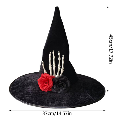 Women Witch Hat Halloween Masquerades Cosplay Hat with Skull 2