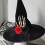 Women Witch Hat Halloween Masquerades Cosplay Hat with Skull 6