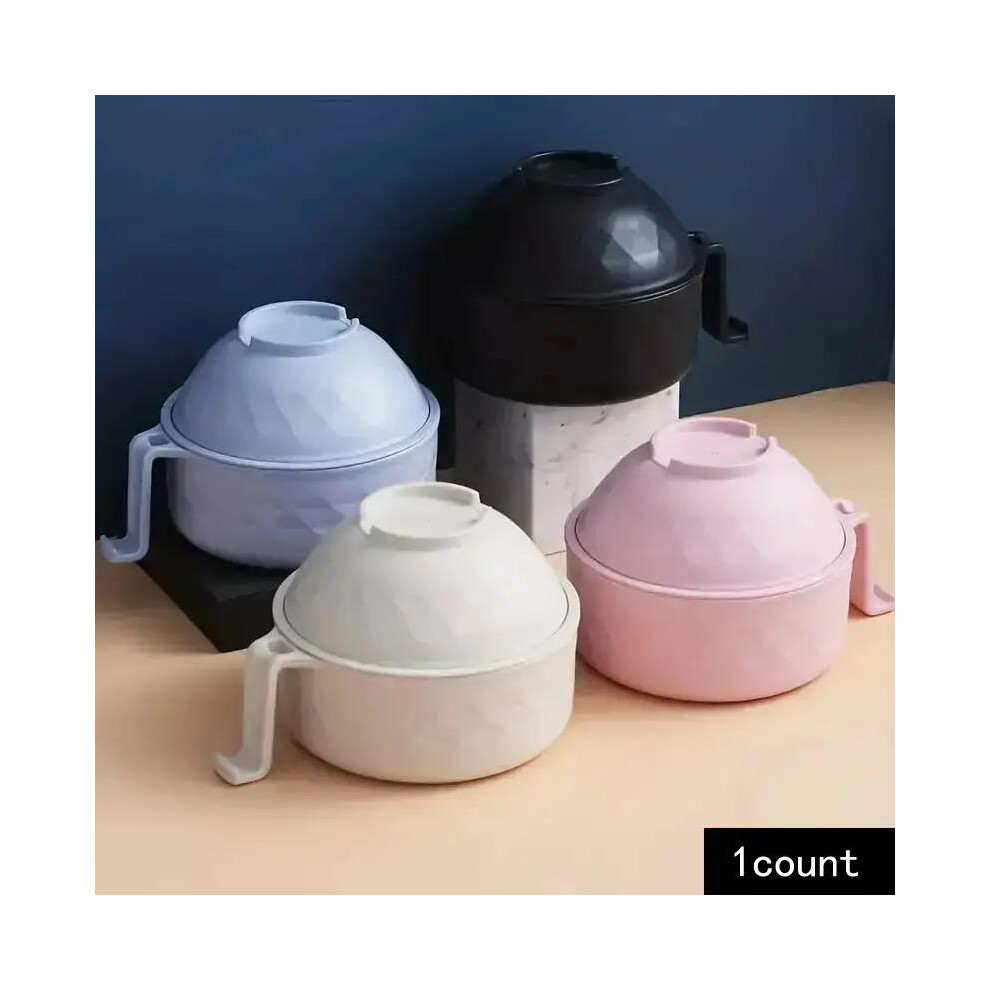 (Solid Color, Pink - 1 Count) Ramen Bowl Set, 1/2 Counts Microwave Safe Instant Noodle Bowl & Tableware Kit, Durable Matching Lunch Box For Student, E-image-OPC-PKFSRV8-NEW