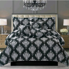 (Emma Black, Double) "7-Piece Jacquard Quilted Bedspread Set with Floral Pattern, Comforter, and Coordinating Cushions for Stylish Bedroom Decor"