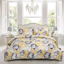 (Vintage Gold, King) Luxury Cotton Rich 4-Piece Bedding Set: Duvet Cover, Fitted Sheet & Pillowcases double Machine Wash Stripes