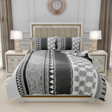 (Capricorn, Single) 4-Piece Bedding Set: Fitted Bed Sheet & Duvet Cover for Single, Double, King Sizes Machine Wash Stripes