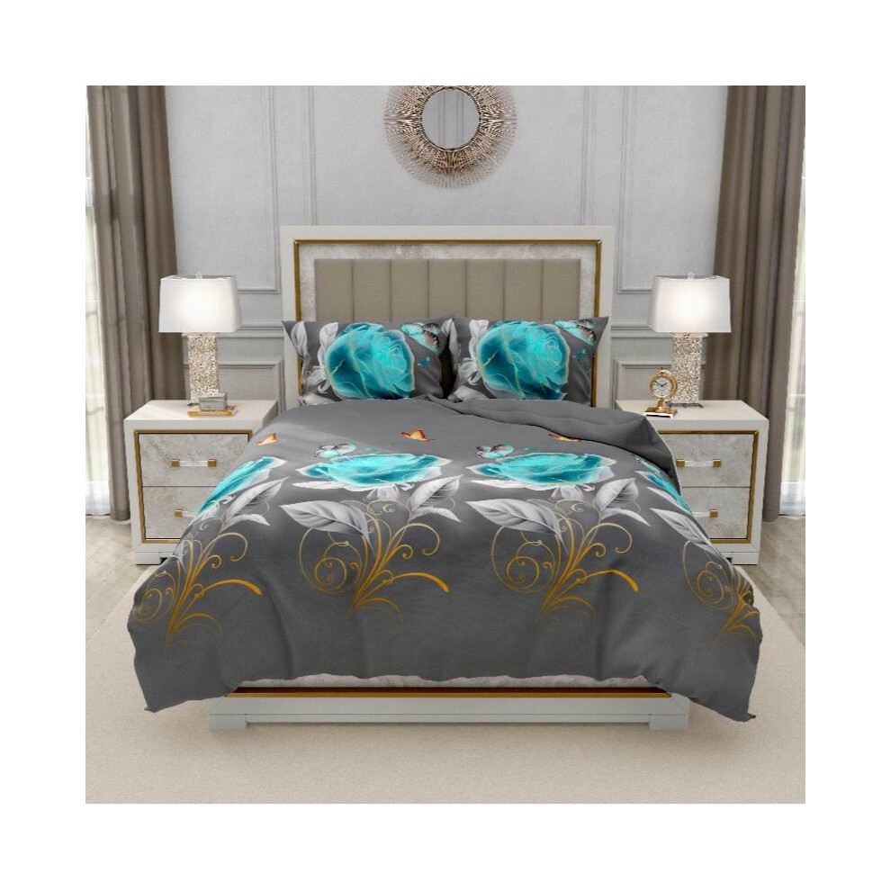 (Libra, King) 4-Piece Bedding Set: Fitted Bed Sheet & Duvet Cover for Single, Double, King Sizes Machine Wash Stripes-image-OPC-PKFSSHM-NEW