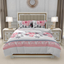 (Gemini, Double) 4-Piece Bedding Set: Fitted Bed Sheet & Duvet Cover for Single, Double, King Sizes Machine Wash Stripes