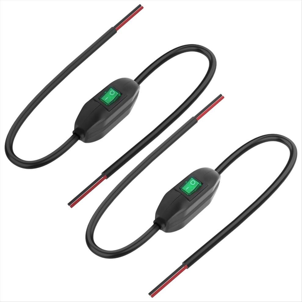 Inline Cord Switch 12V 24V/3A Toggle On/Off Rocker Button Switch 2Pcs 4851660300773
