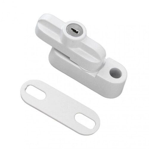 (White)Aluminum Alloy Anti-Theft Flat Window Buckle Lock for Single and Double Windows 1