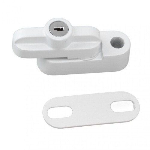(White)Aluminum Alloy Anti-Theft Flat Window Buckle Lock for Single and Double Windows 2