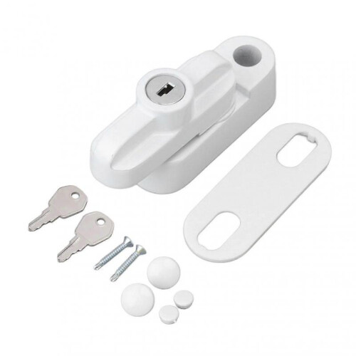 (White)Aluminum Alloy Anti-Theft Flat Window Buckle Lock for Single and Double Windows