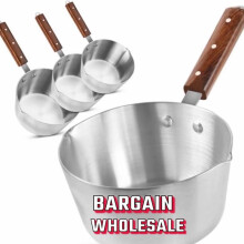 (Default) 3PC Milk Pan Aluminum Saucepan Kitchen Tea Coffee Boiling Egg Pot Dual Pouring Lips 16cm,18cm,20cm Cookware Handle UK Set