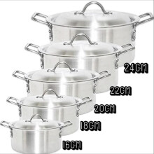 (16cm-24cm) 5PC Aluminum Casserole Cooking pots Soup Pots Cookware 5pc set Handles Oil Frying Pasta Aesthetic Kitchen with Lid Stockpot