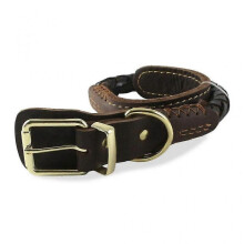 Leather Pet Collar Heavy Duty Strong Dog Collar Soft Padded Round Puppy Collar