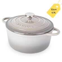 (Grey) Cast Iron Kitchen Pot with Lid – Non-Stick Ovenproof Enamelled Casserole Pot, Oven Safe up to 500 F – Sturdy Dutch Oven Cookware – 7.3