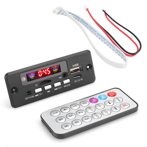 Bluetooth 5.0 MP3 Decoder Board with Remote, ABS Black, 92x35x29mm 1